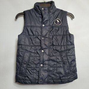 Abercrombie Kids 9/10 Navy Blue Puffer Vest Lightweight Packable Zipper Moose